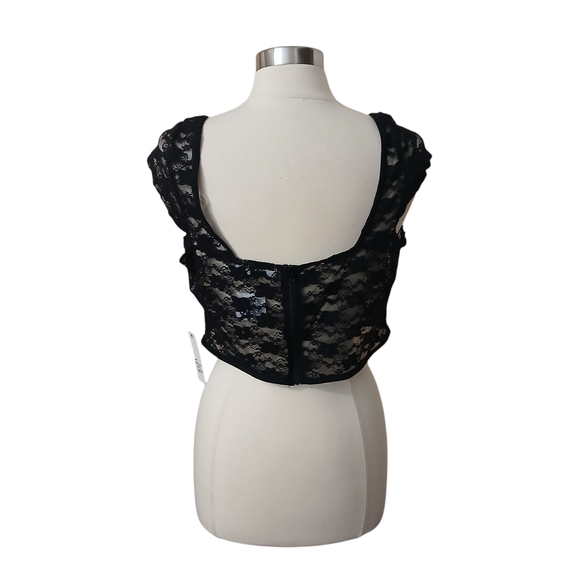 NWT Faded Rose Black Lace Bustier Crop Bralette Top Size XL - Picture 5 of 6